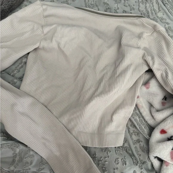 Urban Outfitters Cream Ribbed Blouse - Picture 3 of 4